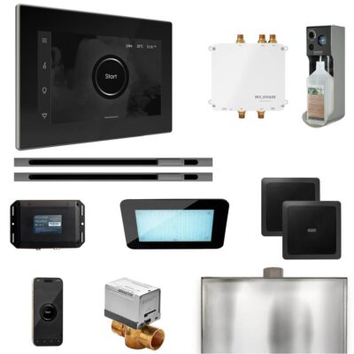 Mr. Steam Bliss Max Steam Shower Control Package with iSteamX Control and Linear Steamhead in Black Brilliant Black