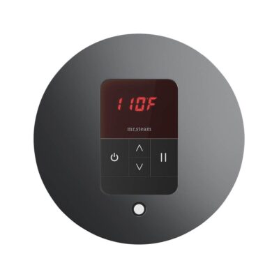 Mr. Steam iTempo Round Steam Shower Control and Steamhead in Brilliant Black