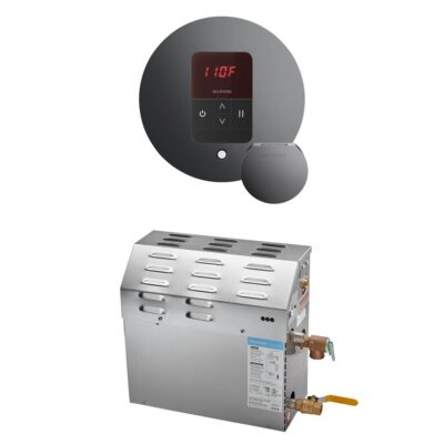 Mr. Steam MS 6 kW (6000 W) Steam Shower Generator Package with round iTempo Control in Brilliant Black