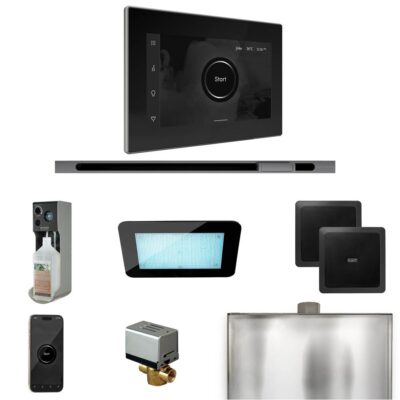 Mr. Steam XDream Steam Shower Control Package with iSteamX Control and Linear Steamhead in Black Brilliant Black