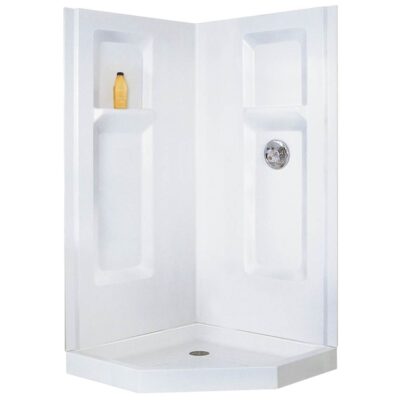Mustee And Sons Durawall Corner Shower Wall, 36'', Fiberglass, White