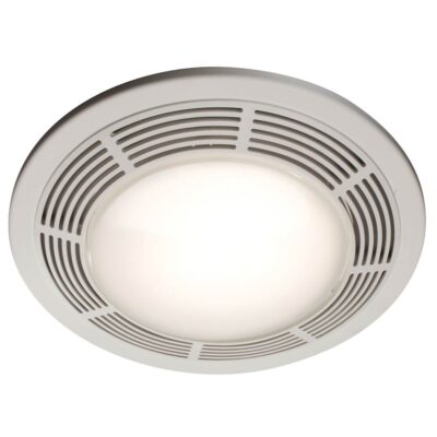Broan Nutone 100 CFM Ventilation Fan with Light and Night Light, Round White Grille with Glass Lens, 5.0 Sones