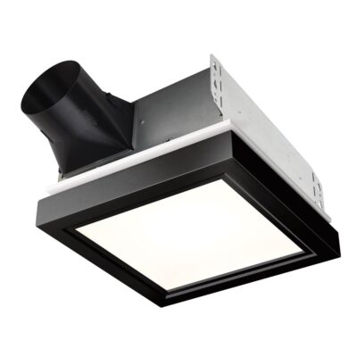 Broan Nutone Roomside Series 110 CFM 1.5 Sones Decorative Ventilation Fan Light with Matte Black Trim Energy Star
