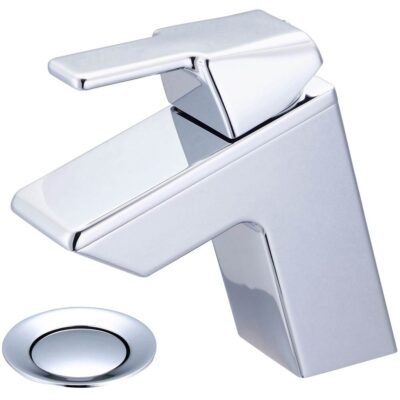 Olympia LAV-1-HOLE SINGLE LVR HDL W/50/50 PUSH DOWN DRAIN WITH OVERFLOW 3/8'' FLEX-CP