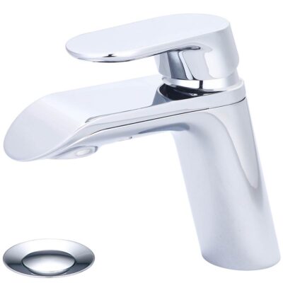 Olympia LAV-1-HOLE SINGLE LVR HDL W/PUSH DOWN DRAIN WITH OVERFLOW 3/8'' FLEX-CP