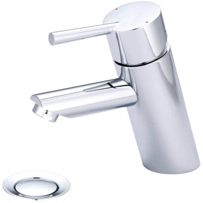 Olympia LAV-1-HOLE SINGLE LVR HDL W/50/50 PUSH DOWN DRAIN WITH OVERFLOW 3/8'' FLEX-CP