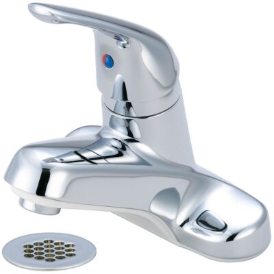 Olympia LAV-4'' SINGLE METAL LVR HDL LESS POP-UP HOLE W/BRASS GRID DRAIN-CP