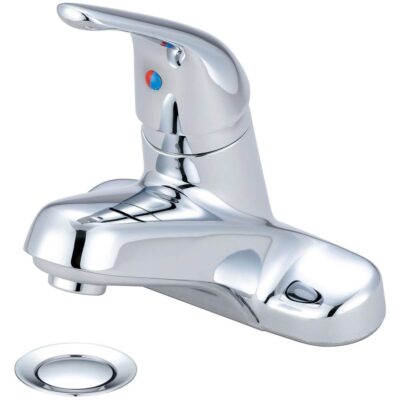 Olympia LAV-4'' SINGLE METAL LVR HDL W/50/50 PUSH DOWN DRAIN B-PACK-CP