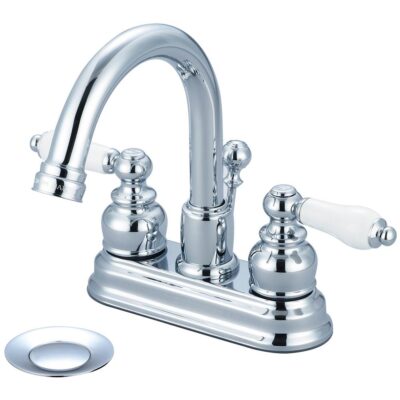 Pioneer Lav-Brentwood 4'' Two Lvr Hdls W/Porc. Inserts Gooseneck Spt W/Pop-Up-Cp