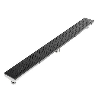 QM Drain Delmar Series. 24'' Standard length Plain Edge linear drain. Kai Line. Black