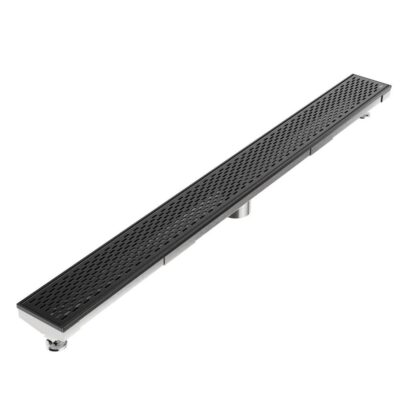 QM Drain Delmar Series. 24'' Standard length Plain Edge linear drain. Delta Line. Black