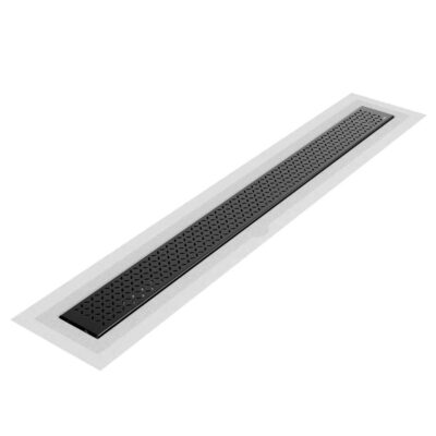 QM Drain Delmar Series. 24'' Standard length Flange Edge linear drain. Lotus Line. Black