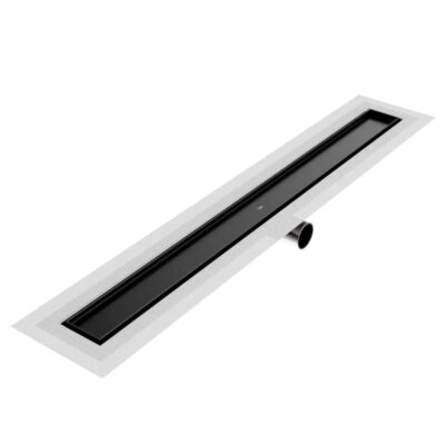 QM Drain Delmar Series. 32'' Standard length Side Outlet linear drain. Mist (Tile-in) Line. Black