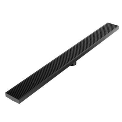 QM Drain Delmar Series. 28'' Standard length Plain Edge linear drain. Wedgewire Line. Black