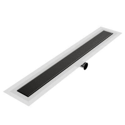 QM Drain Delmar Series. 32'' Standard length Side Outlet linear drain. Wedgewire Line. Black