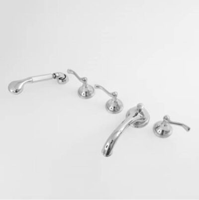 SIGMA Roman Tub Set TRIM with Deckmount Handshower CHARLOTTE ELITE ANTIQUE BRASS .82