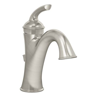 Symmons Elm Single Hole Single-Handle Bathroom Faucet with Drain Assembly in Satin Nickel (1.0 GPM)