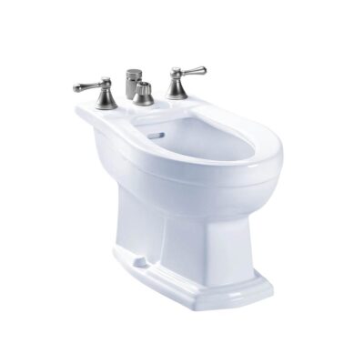 TOTO Clayton® Deck Mount Vertical Spray Flushing Rim Bidet, Cotton White