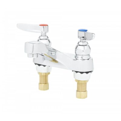 T&S Brass Lavatory Faucet, Deck Mount, 4'' Centers, Aerator, 1/2'' NPSM Male Shanks