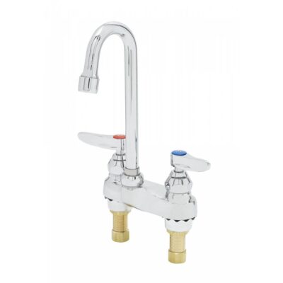 T&S Brass Lavatory Faucet, 4'' Deck Mount, Swivel/Rigid Gooseneck, 2.2 GPM Aerator, 1/2'' Male Shanks