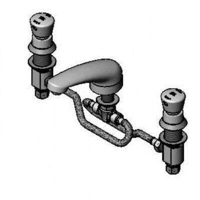 T&S Brass Lavatory Faucet, Push-Button Self-Closing, Flex Lines, 5'' Cast Spout