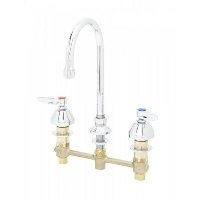 T&S Brass Lav Faucet, Concealed Bdy, 8'' Centers, QT Eterna Cart, Lever Handles, Rigid/Swivel GN