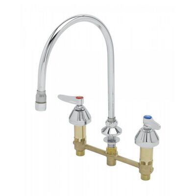 T&S Brass Lav Faucet, Concealed Bdy, 8'' Centers, Comp Cart, Lever Handles, Swivel Gooseneck, 2.2 gpm