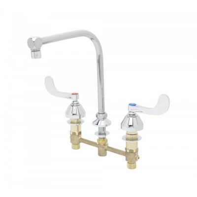 T&S Brass Lavatory Faucet, 8'' Concealed Body, High-Arc Gooseneck & 2.2 gpm Aerator, 4'' Wrist Handles