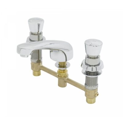 T&S Brass Lavatory Faucet, Push Button Self-Closing Cartridges, 8'' Center, Cast Spout