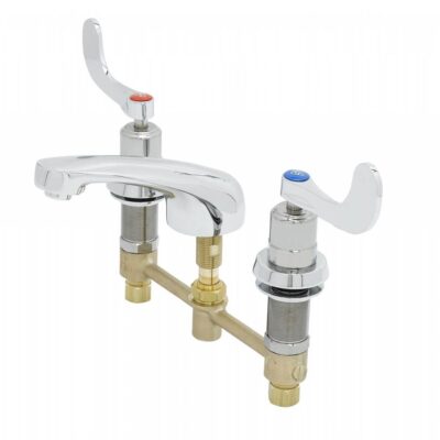 T&S Brass Lavatory Faucet, Wrist-Action Metering Cartridges, 8'' Center, Cast Spout