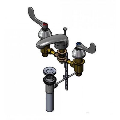 T&S Brass Lavatory Faucet, Concealed Body, Swivel Joint, Wrist Handles, Cast Spout, Pop-Up