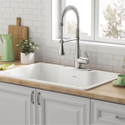 American Standard Quince® 33 x 22-Inch Cast Iron 3-Hole Drop-In Single Bowl Kitchen Sink