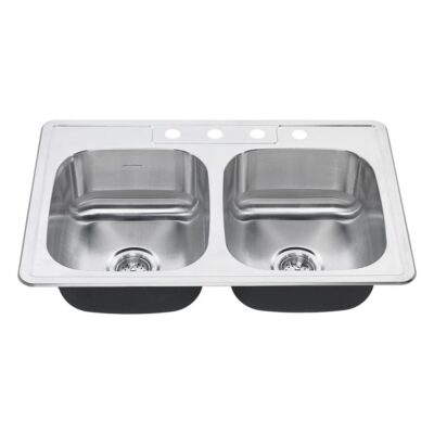 American Standard Colony® 33 x 22-Inch Stainless Steel 4-Hole Top Mount Double Bowl Kitchen Sink