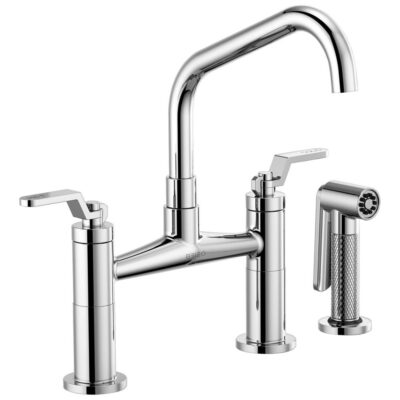 Brizo Litze® Bridge Faucet with Angled Spout and Industrial Handle