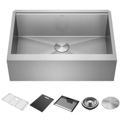 Delta Faucet Rivet™ 33'' Workstation Farmhouse Apron Front Kitchen Sink Undermount 16 Gauge Stainless Steel Single Bowl with WorkFlow™ Ledge and Accessories