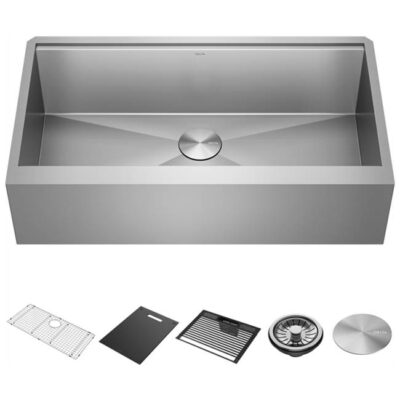 Delta Faucet Rivet™ 36'' Workstation Farmhouse Apron Front Kitchen Sink Undermount 16 Gauge Stainless Steel Single Bowl with WorkFlow™ Ledge and Accessories
