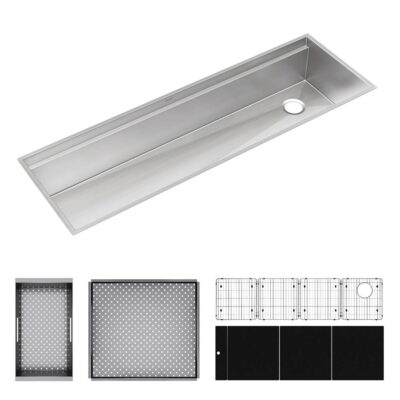 Elkay Reserve Selection Elkay Circuit Chef Workstation Stainless Steel 59-1/2'' x 20-1/2'' x 10'' Single Bowl Undermount Sink Kit with Black Polymer Boards