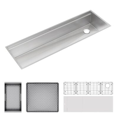 Elkay Reserve Selection Elkay Circuit Chef Workstation Stainless Steel 59-1/2'' x 20-1/2'' x 10'' Single Bowl Undermount Sink Kit with White Polymer Boards