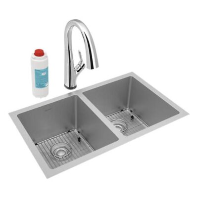 Elkay Reserve Selection Elkay Crosstown 16 Gauge Stainless Steel, 30-3/4'' x 18-1/2'' x 10'' Equal Double Bowl Undermount Sink Kit with Filtered Faucet