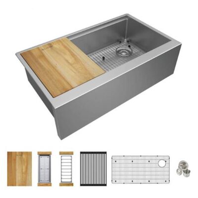 Elkay Reserve Selection Elkay Crosstown 16 Gauge Workstation Stainless Steel 34-7/8'' x 20-1/4'' x 9-7/16'' Single Bowl Farmhouse Sink Kit