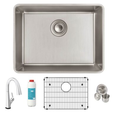 Elkay Reserve Selection Elkay Lustertone Iconix 18 Gauge Stainless Steel 23-1/2'' x 18-1/4'' x 9'' Single Bowl Undermount Sink Kit with Filtered Faucet