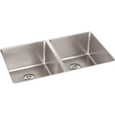 Elkay Reserve Selection Elkay Lustertone Iconix 16 Gauge Stainless Steel, 32-3/4'' x 19-1/2'' x 9'' Double Bowl Undermount Sink with Perfect Drain