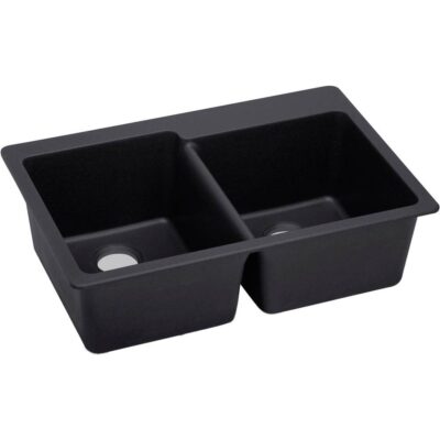 Elkay Reserve Selection Elkay Quartz Luxe 33'' x 22'' x 9-1/2'' Offset Double Bowl Drop-in Sink Caviar