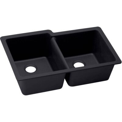 Elkay Reserve Selection Elkay Quartz Luxe 33'' x 20-1/2'' x 9-1/2'' Offset Double Bowl Undermount Sink Caviar