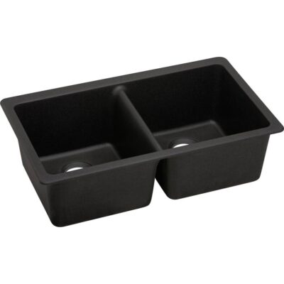 Elkay Reserve Selection Elkay Quartz Luxe 33'' x 18-1/2'' x 9-1/2'' Equal Double Bowl Undermount Sink Caviar