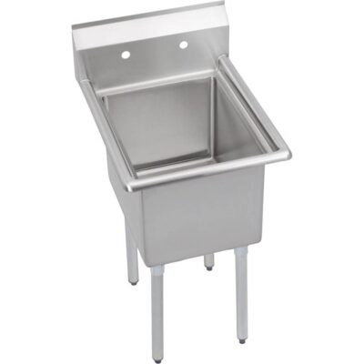 Elkay 1 Compartment Sink, 23X30 OA, 18X24 Bowl, 12 Deep, No DBs, SS Legs, 16 GA 300 Series SS, NSF