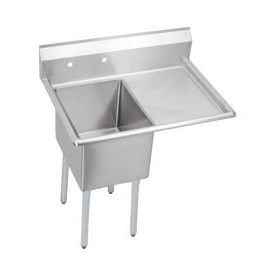 Elkay Dependabilt Stainless Steel 44-1/2'' x 29-13/16'' x 44-3/4'' 16 Gauge One Compartment Sink w/24'' Right Drainboard and Stainless Steel Legs