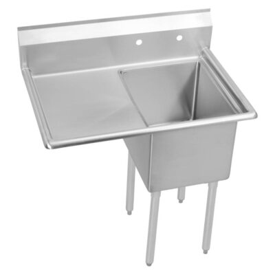Elkay Dependabilt Stainless Steel 50-1/2'' x 29-13/16'' x 44-3/4'' 16 Gauge One Compartment Sink w/ 24'' Left Drainboard and Stainless Steel Legs