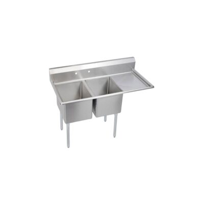 Elkay Dependabilt Stainless Steel 64-1/2'' x 23-13/16'' x 44-3/4'' 16 Gauge Two Compartment Sink w/24'' Right Drainboard and Stainless Steel Legs