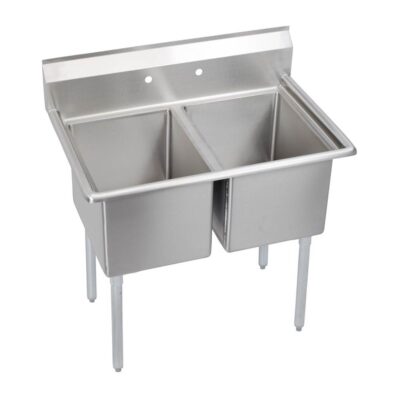 Elkay Dependabilt Stainless Steel 43'' x 29-13/16'' x 44-3/4'' 16 Gauge Two Compartment Sink with Stainless Steel Legs